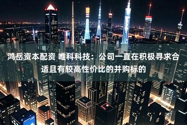 鸿岳资本配资 唯科科技：公司一直在积极寻求合适且有较高性价比的并购标的
