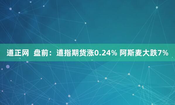 道正网  盘前：道指期货涨0.24% 阿斯麦大跌7%