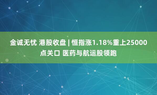 金诚无忧 港股收盘 | 恒指涨1.18%重上25000点关口 医药与航运股领跑
